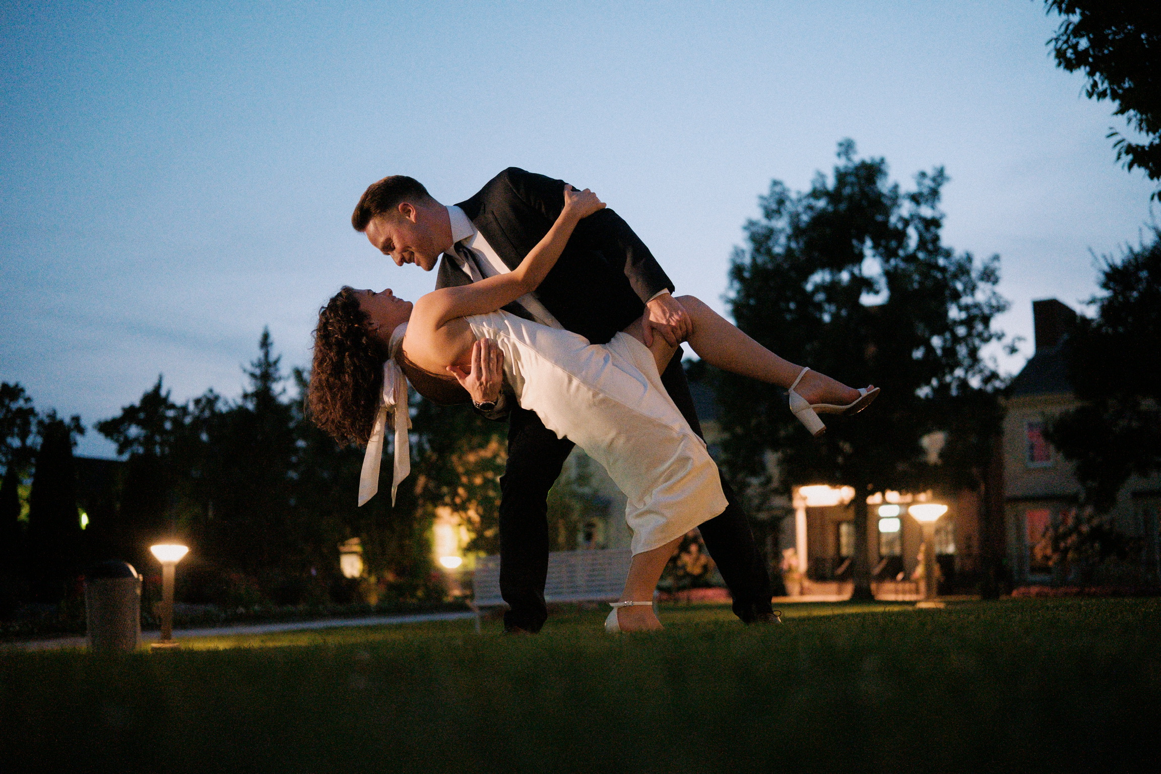 Mitchell dipping Kathleen in the park after the proposal