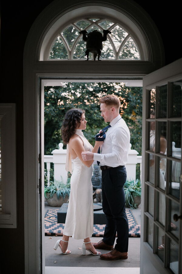 Mitchell and Kathleen dressed up for their engagement photos