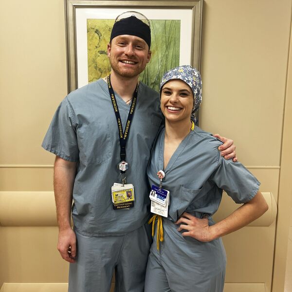 Kathleen at the hospital with Mitchell beside her