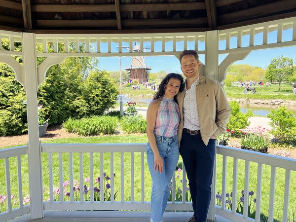 Kathleen arriving at the proposal spot