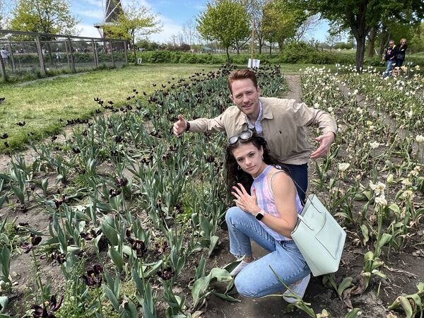 Mitchell and Kathleen celebrating after the proposal