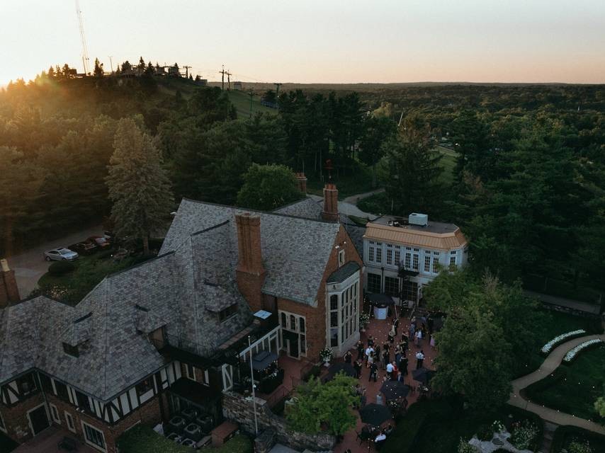 Aerial view of Pine Knob Mansion